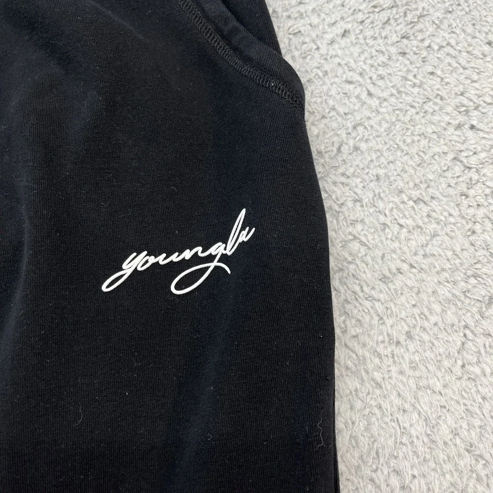 YoungLA 219 Chill Relaxed Cloud Joggers Mens M Black Heavy Cotton Sweatpants